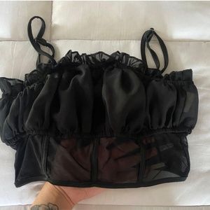 Black mesh crop top